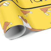 黄色のパーソナライズされたウェルシュコーギーに名前を付ける ラッピングペーパー (ロールコーナー)