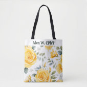 黄色のパーソナライズされたバラとRXシンボルトートバッグ トートバッグ (正面)