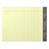 黄色のパーソナライズされたビジネスロゴ幅ルールドライン ノートパッド (正面)