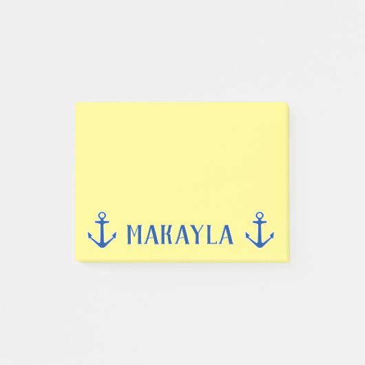 黄色のパーソナライズされたPost-it®ノート(いかり付き) ポストイット (正面)