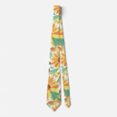 黄色のヒマワリ水彩模様 ネクタイ (正面)
