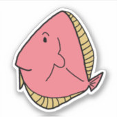 黄色のヒレを持つピンクの魚 シール (正面)