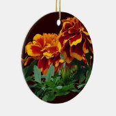 黄色のヒントとオレンジのマリゴールドのグループ セラミックオーナメント (右)