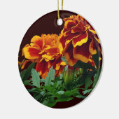 黄色のヒントとオレンジのマリゴールドのグループ セラミックオーナメント (左)