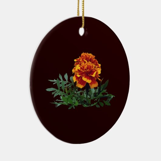 黄色のヒントを持つ1つのオレンジ色のマリゴールド セラミックオーナメント (右)