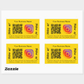 黄色のビジネス名qrコードInstagram 長方形シール (シート)