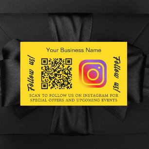 黄色のビジネス名qrコードInstagram 長方形シール