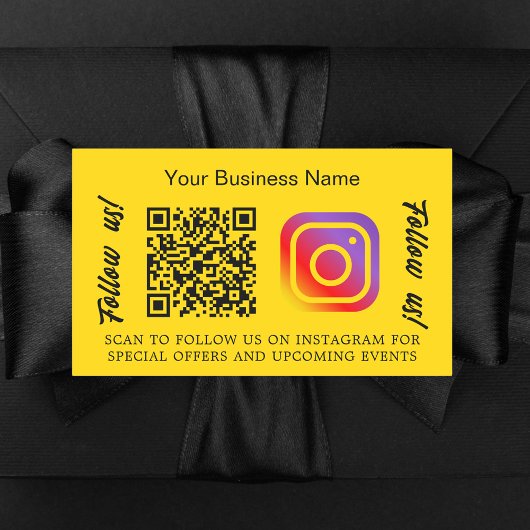 黄色のビジネス名qrコードInstagram 長方形シール