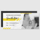 黄色のビーチ搭乗パスウェディング日付を保存 (正面/裏面)