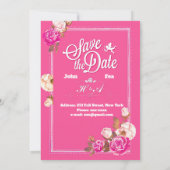 黄色のピンクのバラと愛の天使 招待状 (裏面)