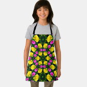 黄色のピンクのバラ模様 エプロン (インサイチュ)