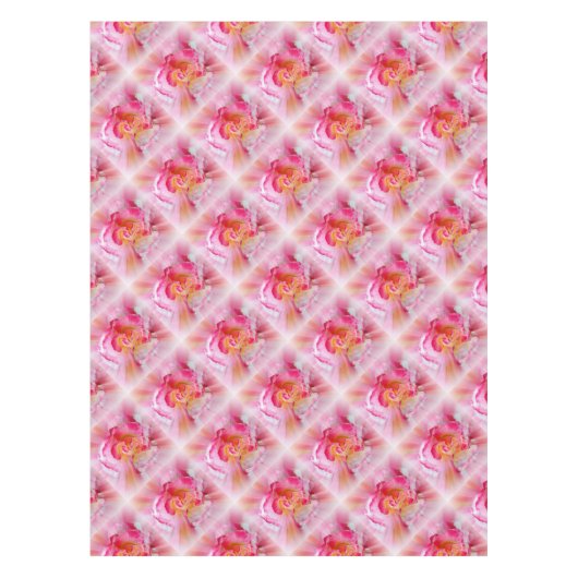 黄色のピンクのバラ テーブルクロス (正面)