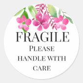 黄色のピンクのフローラ気にで壊れやすい ラウンドシール (正面)