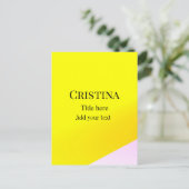 黄色のピンクの抽象芸術追加の名前タイトル文字パターンp ポストカード (スタンド正面)