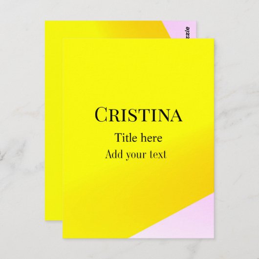 黄色のピンクの抽象芸術追加の名前タイトル文字パターンp ポストカード (正面/裏面)
