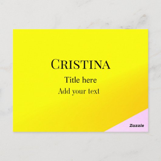 黄色のピンクの抽象芸術追加の名前タイトル文字パターンp ポストカード (裏面)