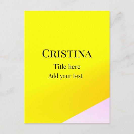 黄色のピンクの抽象芸術追加の名前タイトル文字パターンp ポストカード (正面)