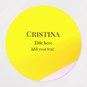 黄色のピンクの抽象芸術追加の名前タイトル文字パターンp ラベル (デザイン1)