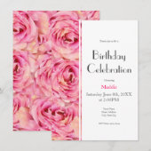 黄色のピンクの水彩ローズアブストラクトパターン 招待状 (正面/裏面)