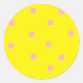 黄色のピンクの水玉模様 ラウンドシール