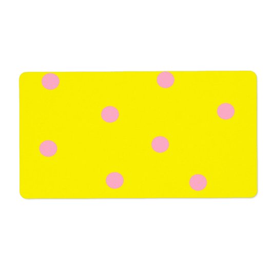黄色のピンクの水玉模様 ラベル (正面)