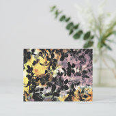黄色のピンクの花のパターンフローラデジタルアート ポストカード (スタンド正面)