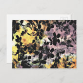 黄色のピンクの花のパターンフローラデジタルアート ポストカード (正面/裏面)
