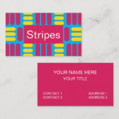 黄色のピンク色のストライプパターン 名刺 (正面/裏面)