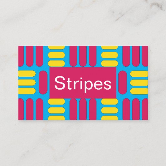 黄色のピンク色のストライプパターン 名刺 (正面)