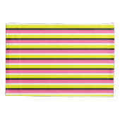 黄色のピンク色のストライプパターン 枕カバー (裏面)