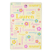 黄色のピンク色の女の子の名前ローレン花 ミニクリップボード (裏面)