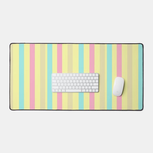 黄色のピンク、ブルーストライプ、ブラウン デスクマット (キーボード&マウス)