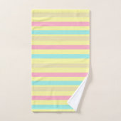 黄色のピンク、ブルーストライプ、ブラウン バスタオルセット (ハンドタオル)