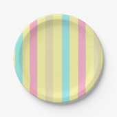 黄色のピンク、ブルーストライプ、ブラウン ペーパープレート (正面)