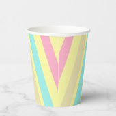 黄色のピンク、ブルーストライプ、ブラウン 紙コップ (右)