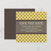 黄色のファンシーラティス日付の保存招待状 セーブザデート (正面/裏面)