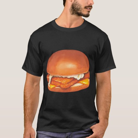 黄色のフィッシュサンドイッチ柄 Tシャツ (正面)