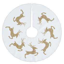 黄色のフェイクグリッターテクスチャジャンピング鹿のシェイプ ブラッシュドポリエステルツリースカート