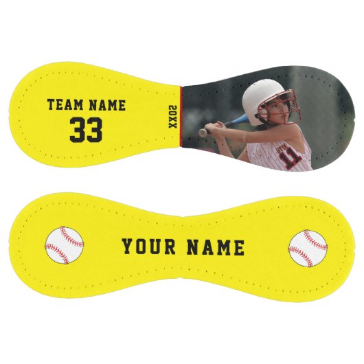 黄色のフォトプレーヤー名番号チーム ソフトボール (パネル)