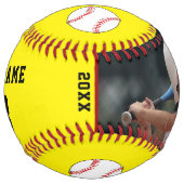 黄色のフォトプレーヤー名番号チーム ソフトボール (正面)