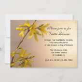 黄色のフォルシンシア花イースターディナー 招待状 (正面)