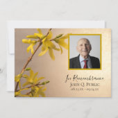 黄色のフォルシンシア花死記念日 招待状 (正面)