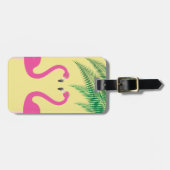 黄色のフラミンゴとパーム葉の荷物タグ ラゲッジタグ (正面横)