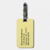 黄色のフラミンゴとパーム葉の荷物タグ ラゲッジタグ (裏面縦)