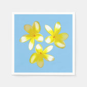 黄色のフランジパニスオンミスティーブルー紙ナプキンス スタンダードカクテルナプキン (正面)
