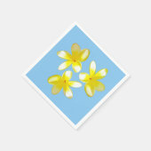 黄色のフランジパニスオンミスティーブルー紙ナプキンス スタンダードカクテルナプキン (角)