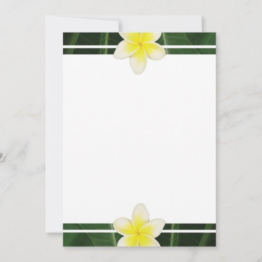 黄色のフランジパニプルメリア結婚式の日付を保存 セーブザデート (裏面)