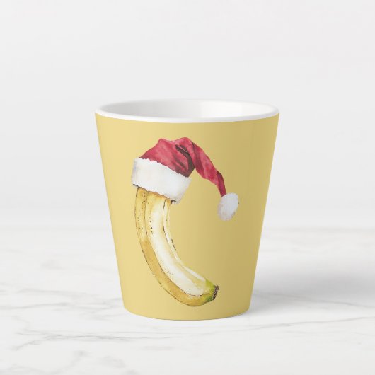 黄色のフルーツバナナサンタ帽 カフェラテマグ (正面)