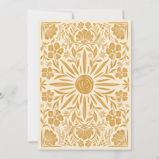 黄色のフローラとサンシャインウェディング日付を保存 招待状 (裏面)