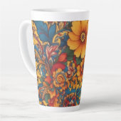 黄色のフローラとペイズリー カフェラテマグ (左アングル)